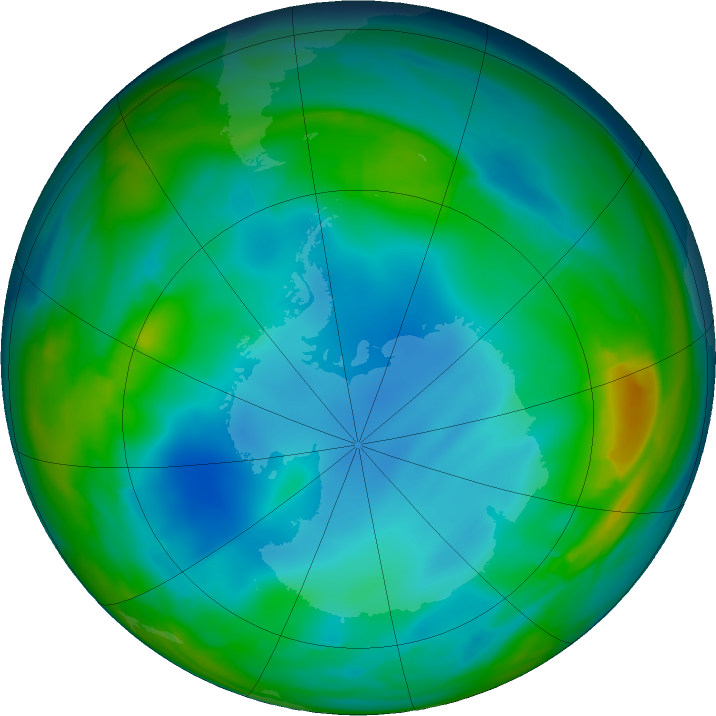 Antarctic ozone map for 24 June 2017
